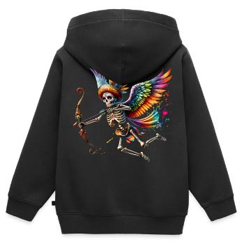 La flèche de Cupidon rassemble les cœurs - Sweat Premium à capuche zippé enfant bio - noir - Dos - AI Model Kid Male (0cm)