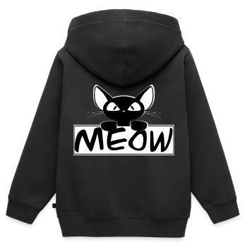 süße Katze MEOW Katzen Kater Miezekatze - Kinder Premium Organic Zip Hoodie - Schwarz - Hinten - AI Model Kid Male (0cm)