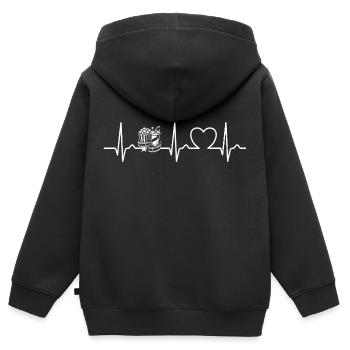 Pop-corn, et cinéma, Courbe ECG, Ligne cardiaque, Pouls - Sweat Premium à capuche zippé enfant bio - noir - Dos - AI Model Kid Male (0cm)