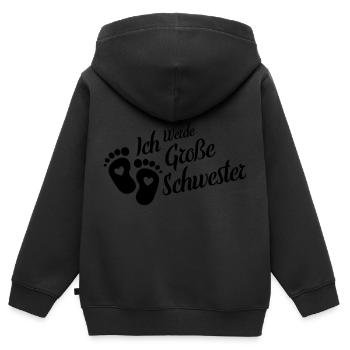 Ich werde grosse Schwester Herz - Kinder Premium Organic Zip Hoodie - Schwarz - Hinten - AI Model Kid Male (0cm)