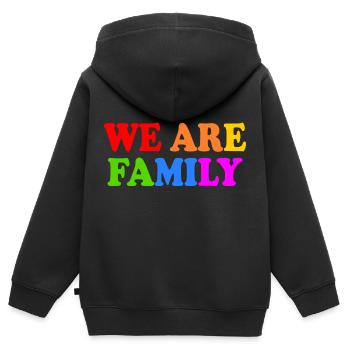 We are family - Sweat Premium à capuche zippé enfant bio - noir - Dos - AI Model Kid Male (0cm)