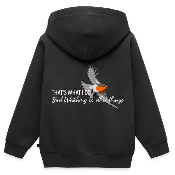 Observation des oiseaux Oiseaux Observation des oiseaux Oiseaux - Sweat Premium à capuche zippé enfant bio - noir - Dos - AI Model Kid Male (0cm)