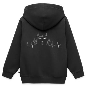 Die Katze zeigt den Mittelfinger - Kinder Premium Organic Zip Hoodie - Schwarz - Hinten - AI Model Kid Male (0cm)
