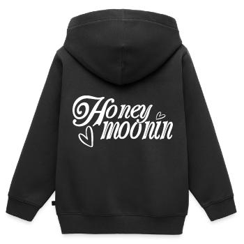 Honeymoonin - Kinder Premium Organic Zip Hoodie - Schwarz - Hinten - AI Model Kid Male (0cm)