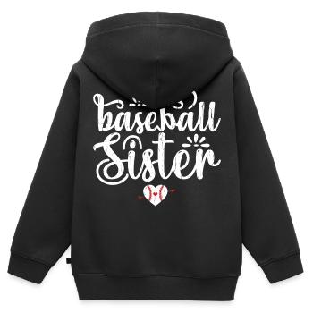Baseball Sister Baseball Baseball Sister - Sweat Premium à capuche zippé enfant bio - noir - Dos - AI Model Kid Male (0cm)