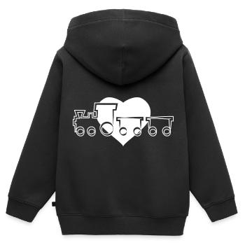 Train train train conducteurs de train - Sweat Premium à capuche zippé enfant bio - noir - Dos - AI Model Kid Male (0cm)