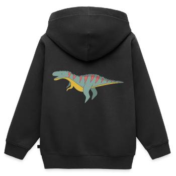 Dinosaure Dino - Sweat Premium à capuche zippé enfant bio - noir - Dos - AI Model Kid Male (0cm)