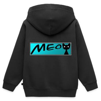 süße Katze MEOW Katzen Kater Miezekatze - Kinder Premium Organic Zip Hoodie - Schwarz - Hinten - AI Model Kid Male (0cm)