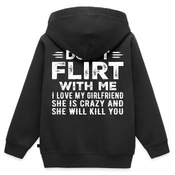 Flirte nicht mit mir, ich liebe meine Freundin - Kinder Premium Organic Zip Hoodie - Schwarz - Hinten - AI Model Kid Male (0cm)