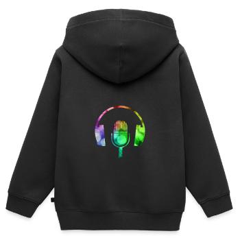 Micro and headset - Kids Premium Organic Zip-up Hoodie - black - Back - AI Model Kid Male (0cm)