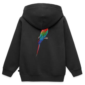 Ara à ailes vertes - Sweat Premium à capuche zippé enfant bio - noir - Dos - AI Model Kid Male (0cm)