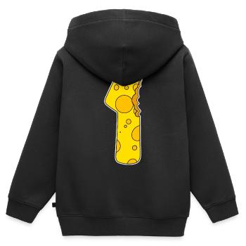 Numéro 1 - Un - Gagnant - Premier gagnant - Sweat Premium à capuche zippé enfant bio - noir - Dos - AI Model Kid Male (0cm)