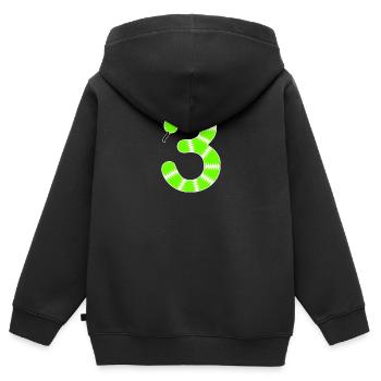 Numéro 3 Snake Kids - Sweat Premium à capuche zippé enfant bio - noir - Dos - AI Model Kid Male (0cm)