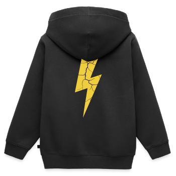 Foudre Foudre Orage Tempête actuelle - Sweat Premium à capuche zippé enfant bio - noir - Dos - AI Model Kid Male (0cm)