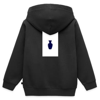 Silhouette de vase bleu minuit - Sweat Premium à capuche zippé enfant bio - noir - Dos - AI Model Kid Male (0cm)