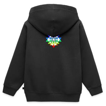 Arc-en-ciel Sri Yantra - Sweat Premium à capuche zippé enfant bio - noir - Dos - AI Model Kid Male (0cm)