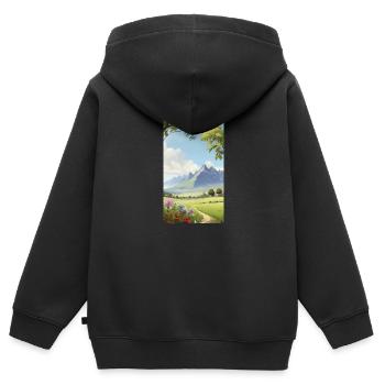 Landschaft - Kinder Premium Organic Zip Hoodie - Schwarz - Hinten - AI Model Kid Male (0cm)