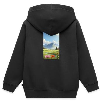 Paysage - Sweat Premium à capuche zippé enfant bio - noir - Dos - AI Model Kid Male (0cm)