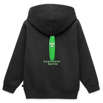 Launische Gurke, Gurken, Comic, Gurke,Comic - Kinder Premium Organic Zip Hoodie - Schwarz - Hinten - AI Model Kid Male (0cm)