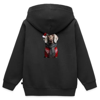 Weimaraner Weihnachten - Kinder Premium Organic Zip Hoodie - Schwarz - Hinten - AI Model Kid Male (0cm)