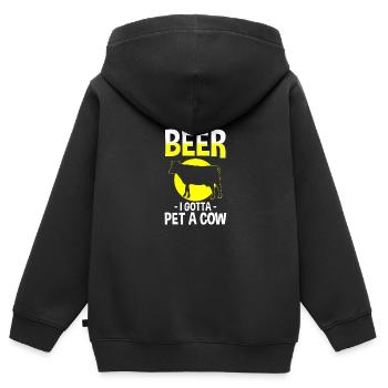 Vache, Producteur Laitier, Animal, Animal Amour - Sweat Premium à capuche zippé enfant bio - noir - Dos - AI Model Kid Male (0cm)