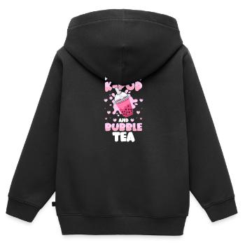 Bubble Tea Niedlich Sirup Tapioka - Kinder Premium Organic Zip Hoodie - Schwarz - Hinten - AI Model Kid Male (0cm)