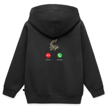 appel de silure - Sweat Premium à capuche zippé enfant bio - noir - Dos - AI Model Kid Male (0cm)