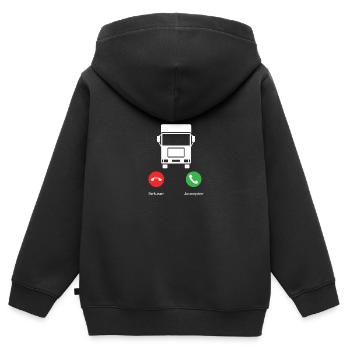 appel du camion - Sweat Premium à capuche zippé enfant bio - noir - Dos - AI Model Kid Male (0cm)