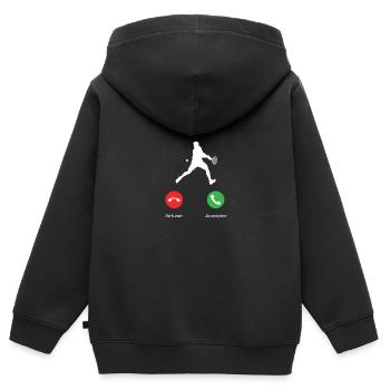 appel du tennis - Sweat Premium à capuche zippé enfant bio - noir - Dos - AI Model Kid Male (0cm)