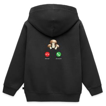 appel des champignons - Sweat Premium à capuche zippé enfant bio - noir - Dos - AI Model Kid Male (0cm)