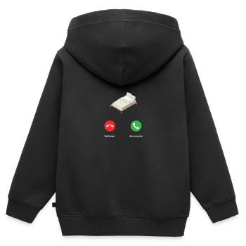 appel du lit - Sweat Premium à capuche zippé enfant bio - noir - Dos - AI Model Kid Male (0cm)
