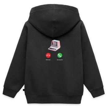 appel de l'ordi - Sweat Premium à capuche zippé enfant bio - noir - Dos - AI Model Kid Male (0cm)