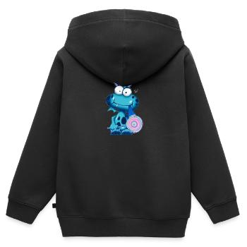 Lolli Olli Monsta sig blue - Kinder Premium Organic Zip Hoodie - Schwarz - Hinten - AI Model Kid Male (0cm)