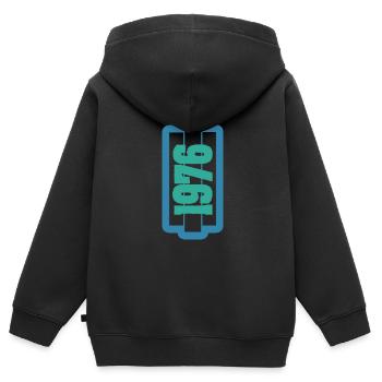 Jahr 1976 - Kinder Premium Organic Zip Hoodie - Schwarz - Hinten - AI Model Kid Male (0cm)