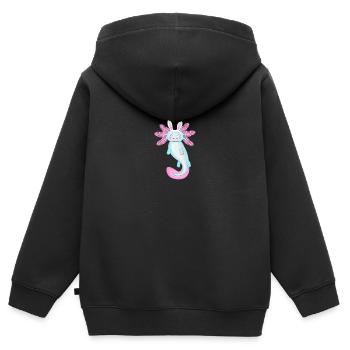 Oster-Axolotl mit Hasenohren - Kinder Premium Organic Zip Hoodie - Schwarz - Hinten - AI Model Kid Male (0cm)