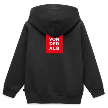 Von der Alb, Red Box - Kinder Premium Organic Zip Hoodie - Schwarz - Hinten - AI Model Kid Male (0cm)