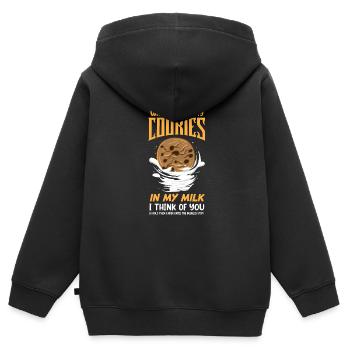 Cookies dans mon lait Je pense à toi drôle introverti - Sweat Premium à capuche zippé enfant bio - noir - Dos - AI Model Kid Male (0cm)