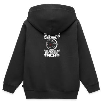 auto geschwindigkeit tacho spruch - Kinder Premium Organic Zip Hoodie - Schwarz - Hinten - AI Model Kid Male (0cm)