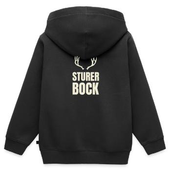 Sturer Bock Geschenk - Kinder Premium Organic Zip Hoodie - Schwarz - Hinten - AI Model Kid Male (0cm)