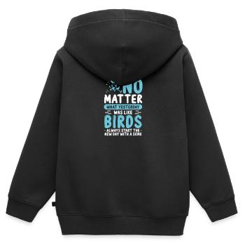 Bird Watching Birder Chirp Birder Bird Lover - Kids Premium Organic Zip-up Hoodie - black - Back - AI Model Kid Male (0cm)