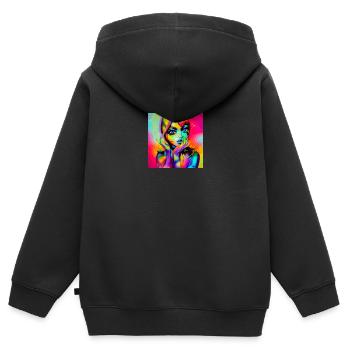 Psychedelic Face T-Shirt: Colorful Loo - Kids Premium Organic Zip-up Hoodie - black - Back - AI Model Kid Male (0cm)