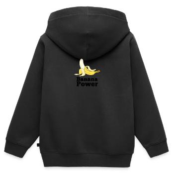 Banane, banane, bananes, banane puissance / fruit de puissance - Sweat Premium à capuche zippé enfant bio - noir - Dos - AI Model Kid Male (0cm)