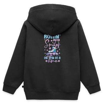 Inline Rollerblades Blade Rollin With Smiles Gifts - Kinder Premium Organic Zip Hoodie - Schwarz - Hinten - AI Model Kid Male (0cm)