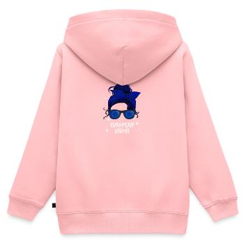 Europäische Union - Kinder Premium Organic Zip Hoodie - Rosa - Hinten - AI Model Kid Female (0cm)
