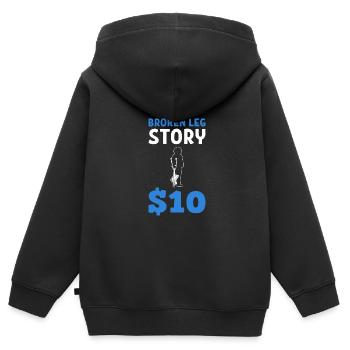 Gebrochenes Bein - Kinder Premium Organic Zip Hoodie - Schwarz - Hinten - AI Model Kid Male (0cm)