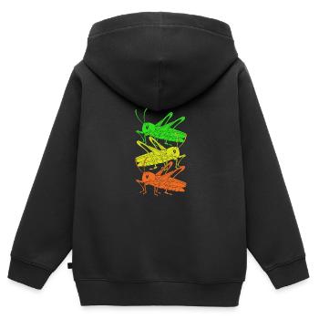 Sauterelle - Sweat Premium à capuche zippé enfant bio - noir - Dos - AI Model Kid Male (0cm)