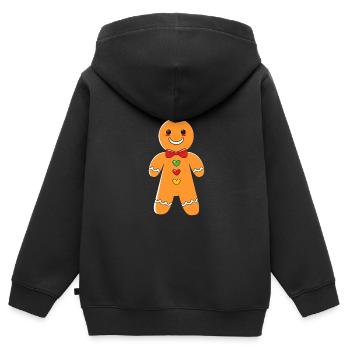 bonhomme en pain d’épice Coeur en pain d’épice Snacking en pain d’épice - Sweat Premium à capuche zippé enfant bio - noir - Dos - AI Model Kid Male (0cm)