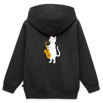 Saxophon Saxophonist - Kinder Premium Organic Zip Hoodie - Schwarz - Hinten - AI Model Kid Male (0cm)
