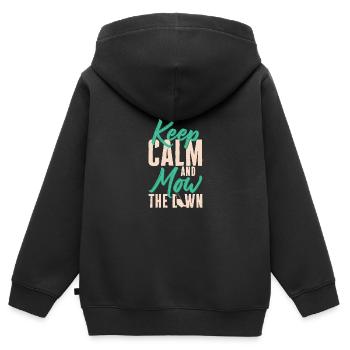Keep Calm And Mow The Lawn Funny Lawn Mowing - Kids Premium Organic Zip-up Hoodie - black - Back - AI Model Kid Male (0cm)