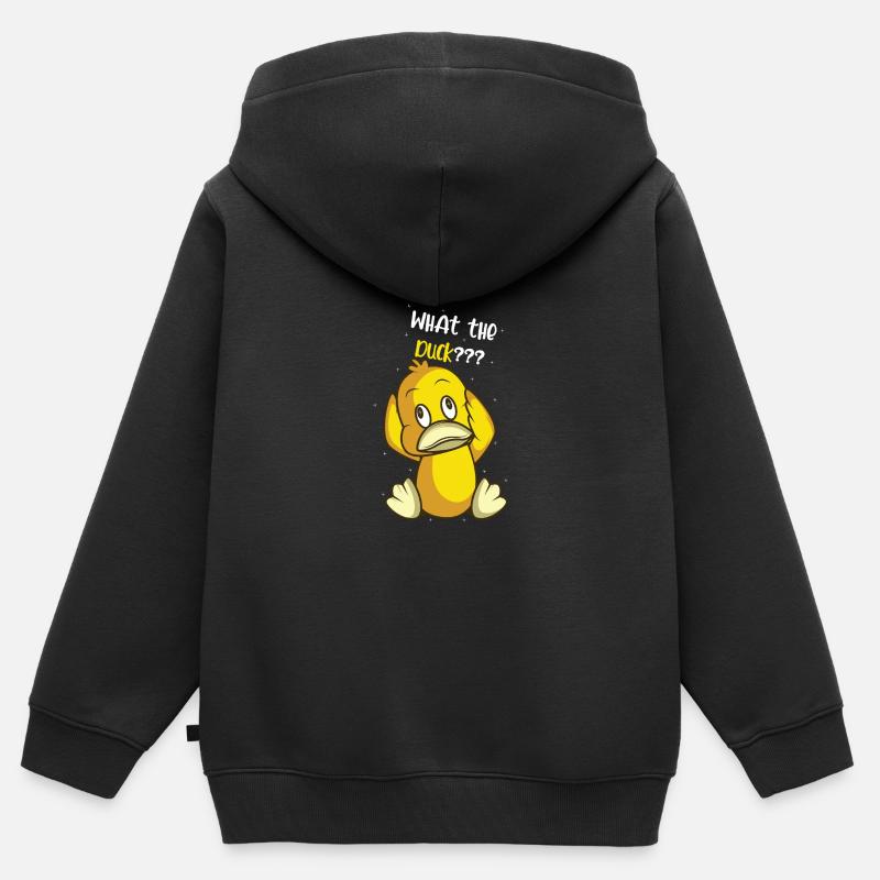 Qu’est-ce que le canard drôle et drôle cadeau - Sweat Premium à capuche zippé enfant bio - noir